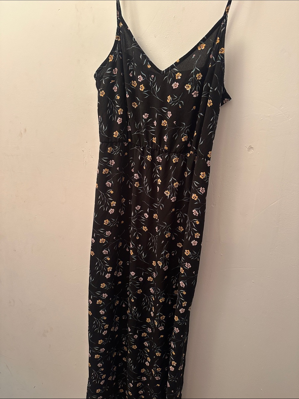 H&M Black Floral Maxi Dress with Yellow and Pink Flowers